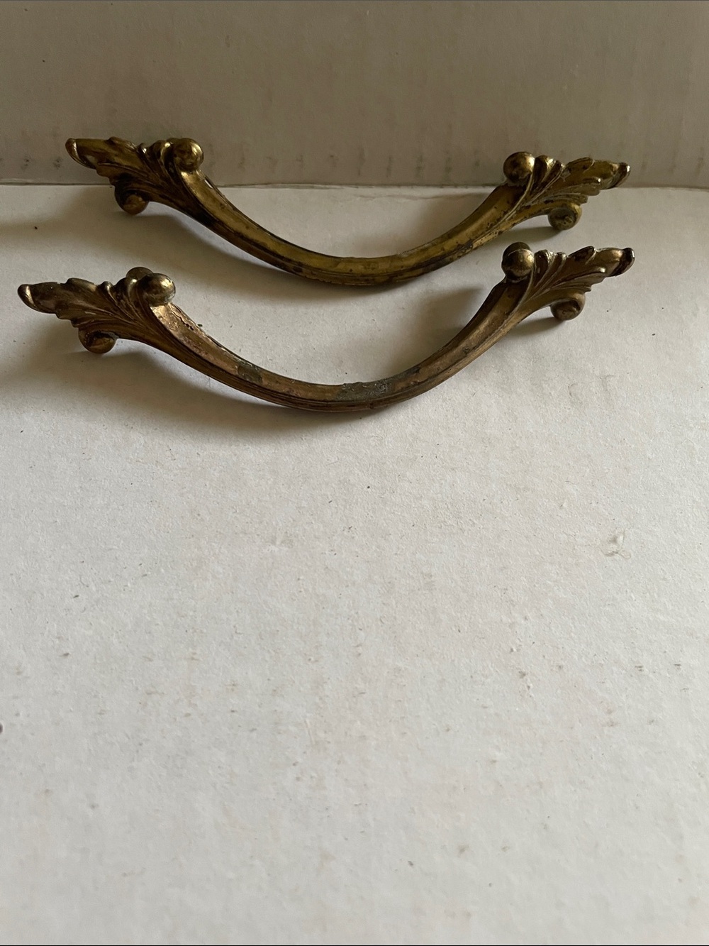 Antique-Style Brass Drawer Pulls in Gold - Set of 2